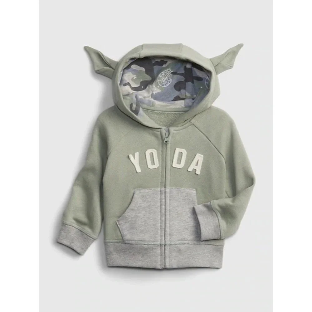 Yoda Star Wars Zipper Hoodie Baby Gap 3-6M Sweatshirt Top with Ears & Shorts Set